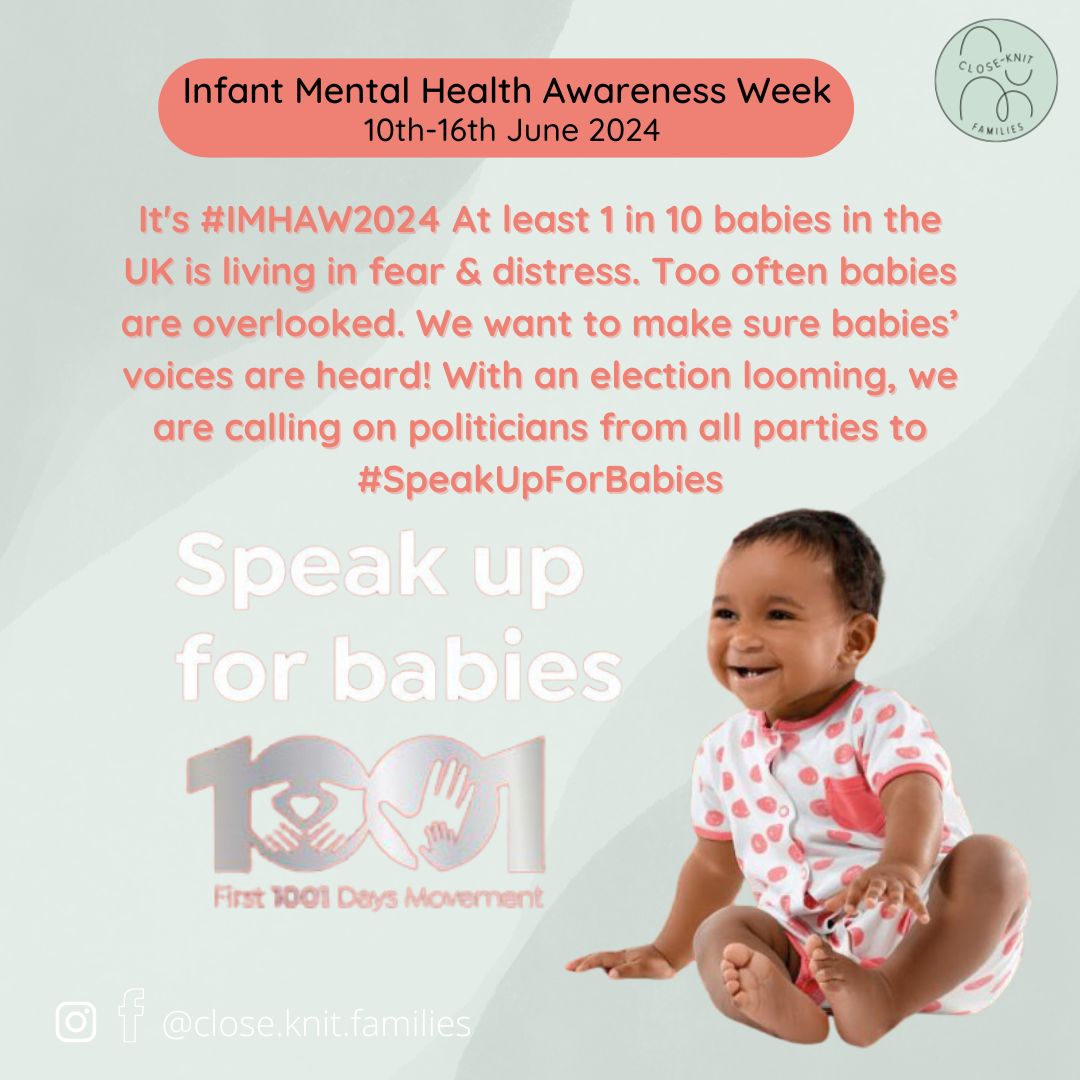 This week is Infant Mental Health Awareness Week and the theme is ‘Speak up for babies’
Head over to parentinfantfoundation.co.uk to see how you can get involved! 

#infantmentalhealthawarenessweek2024   #babyaware  #closeknitfamilies #connection #infantmentalhealth #first1001days