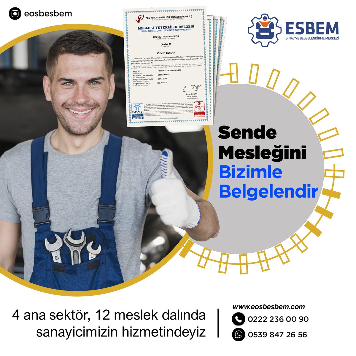 EOSBESBEM's tweet photo. 👉 Sende Mesleğini Bizimle Belgelendir

4 ana sektör, 12 meslek dalında sanayicimizin hizmetindeyiz. 

@OsbEskisehir

#esbem #mykbelgesi #sanayi #üretim #sınavvebelgelendirme #eskişehir #tekyetkilifirma https://t.co/LkS5Xtip3E