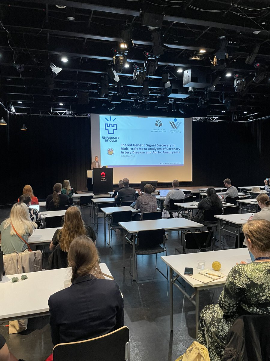 FibroOulu's tweet photo. The next speaker is Jimi Virkkala, @UniOulu and @UniEastFinland, on "Shared genetic signal discovery in multi-trait meta-analyses of coronary artery disease and aortic aneurysms".
#FibroHealth #Fibrobesity #6GESS @DigiOulu https://t.co/zYVMwxB6Y5