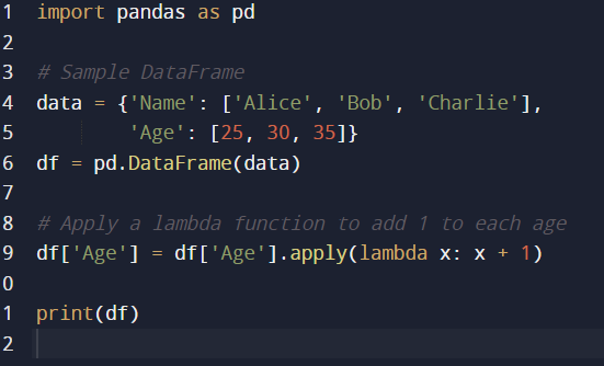 gsachdeva149's tweet photo. 🐍 Day 18:- Today I applied lambda functions to Pandas DataFrames! This is a powerful way to perform operations on data with minimal code.
Key Points: Efficiency, Flexibility, Readability
Pandas make data manipulation a breeze! Stay tuned for more Python tips! 🚀
#Python #Pandas https://t.co/qAj9UyHqBF