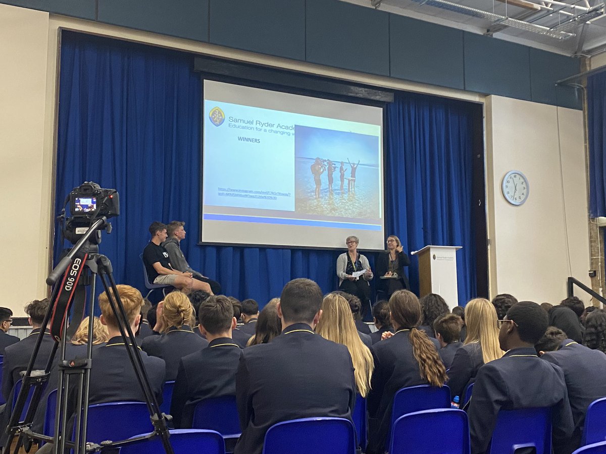An exciting morning for years 9, 10 and 12 <a href="/SRA_StAlbans/">Samuel Ryder Academy</a>! Ex-students Alfie and Owen, winners of <a href="/RATW_official/">Celebrity Race Across The World</a> came in to tell us about their experience of the race. Absolute inspirations, fantastic to hear what they intend to do with their growing platforms.
