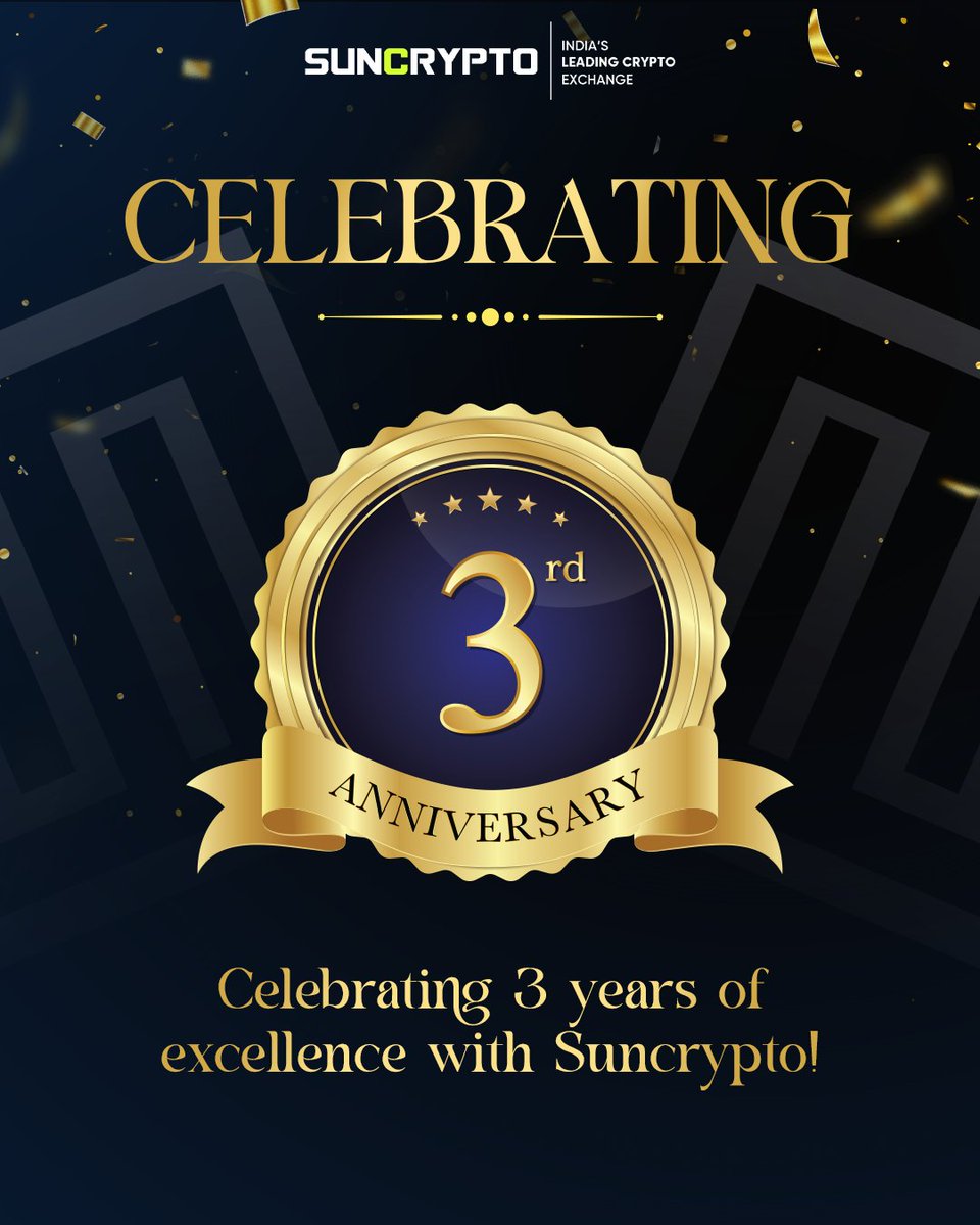 suncryptoin's tweet image. 🎉 Celebrating 3 incredible years of innovation and trust! Thank you for being part of the @suncryptoin journey.
Here's to many more successful years ahead! 🚀

#SuncryptoAnniversary #3Years #CryptoCommunity