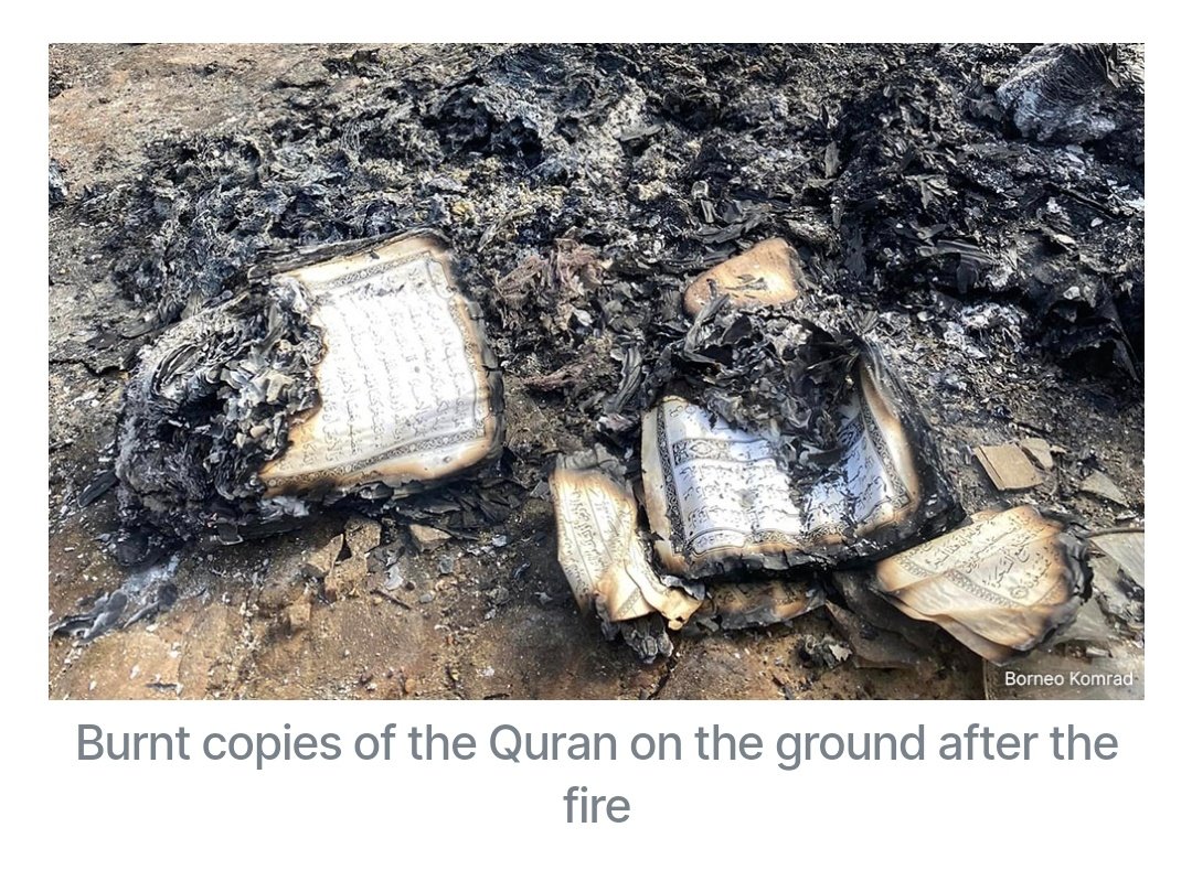 ooikokhin's tweet photo. Kampung dibakar (bukan terbakar), kitab suci juga musnah. Institusi dan NGO² Islam harus bersuara. Mana Akmal? Pembakaran Quran lagi serius dari stocking kalimah KK Mart #SelectiveOutrage #PandangKeSabah https://t.co/PPaQMlvdJo