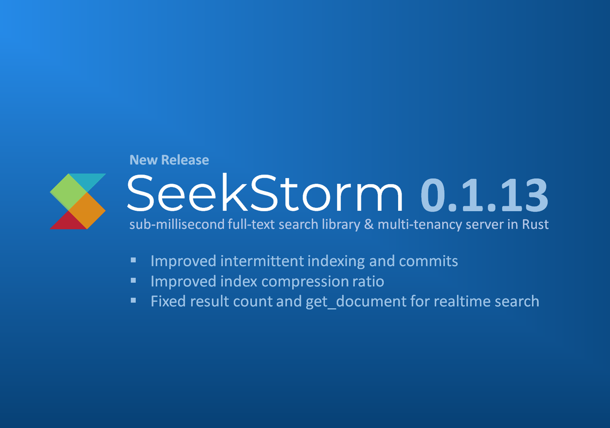 SeekStorm 0.1.13 released
github.com/SeekStorm/Seek…
#search #rust #oss #searchenginetechnology #saas #enterprisesearch