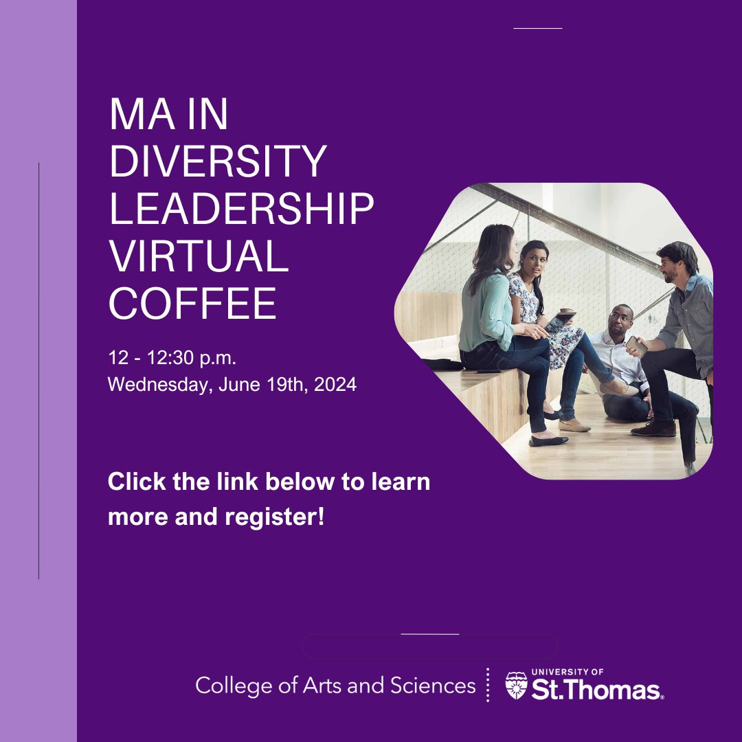 Are you interested in an MA in diversity leadership? Join us on June 19th from 12 to 12:30 p.m. to hear more about the program and answer your questions! Click here to learn more and register: ow.ly/owwk50ScjLQ.