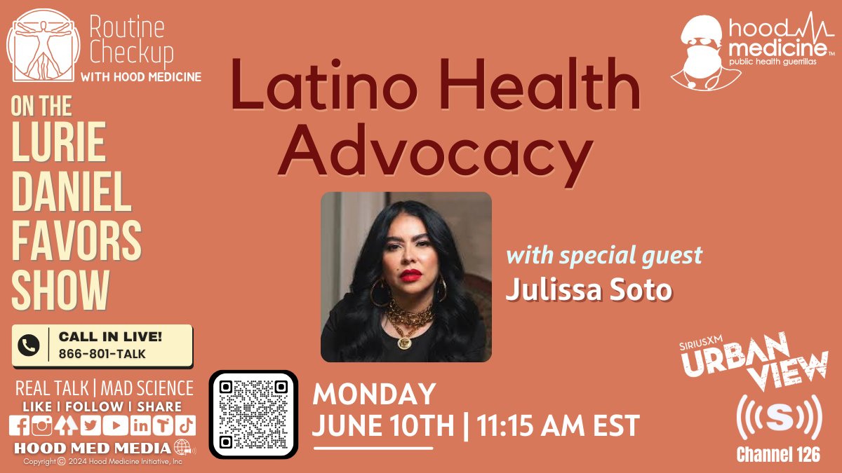 Hood Medicine Initiative 😷✊🏾 (@hood_medicine) on Twitter photo We're live now with an important conversation about Latino immigrant health advocacy with special guest Julissa Soto!
📆6.10 @ 11:15 am EST
📻The <a href="/LurieFavors/">Lurie Daniel Favors Esq.</a> Show, <a href="/SiriusXM/">SiriusXM</a> <a href="/UrbanViewRadio/">SiriusXM Urban View</a> Channel 126
#LDFShow
#RealTalkMadScience
#PublicHealthGuerrillas🦍 We're live now with an important conversation about Latino immigrant health advocacy with special guest Julissa Soto!
📆6.10 @ 11:15 am EST
📻The <a href="/LurieFavors/">Lurie Daniel Favors Esq.</a> Show, <a href="/SiriusXM/">SiriusXM</a> <a href="/UrbanViewRadio/">SiriusXM Urban View</a> Channel 126
#LDFShow
#RealTalkMadScience
#PublicHealthGuerrillas🦍
