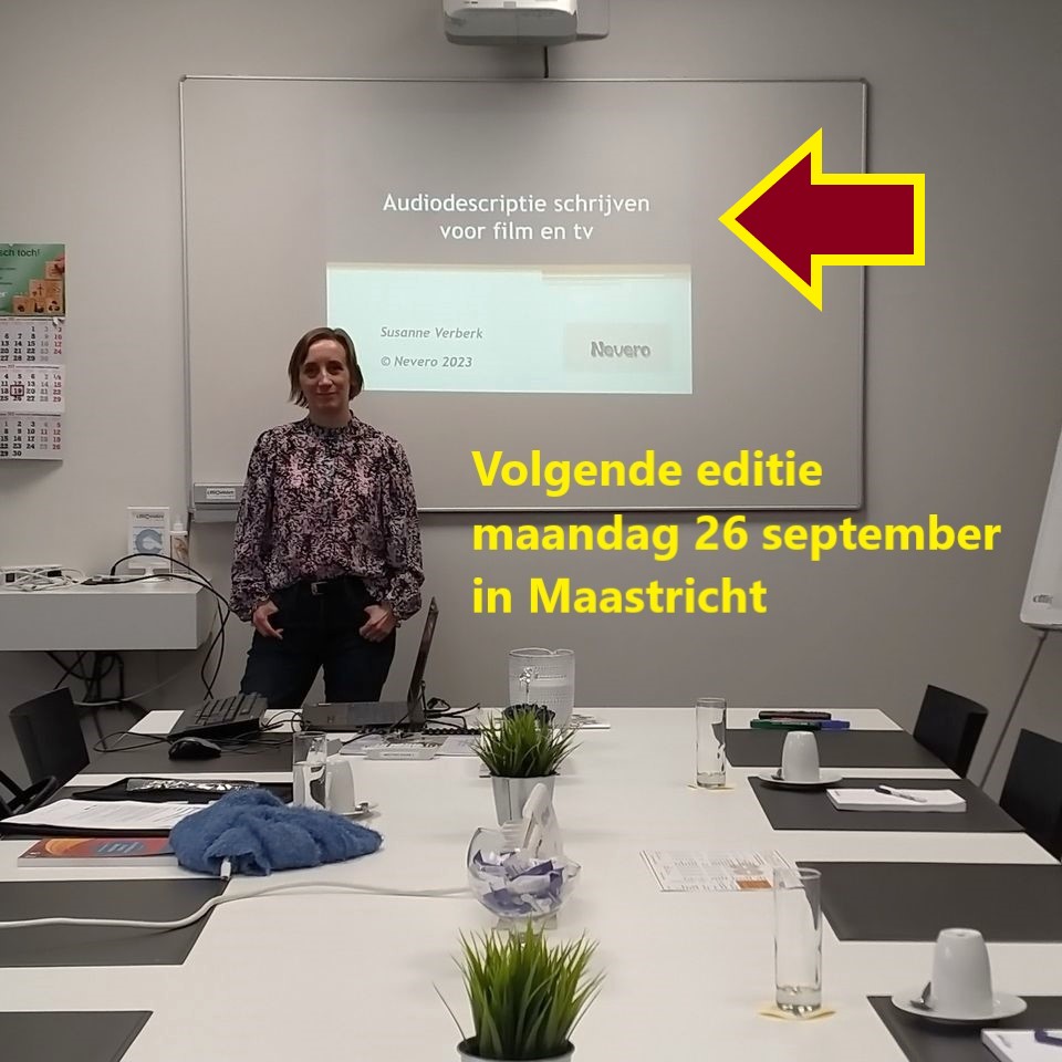neverobe's tweet image. Op maandag 26 september geef ik weer de workshop ‘Audiodescriptie schrijven voor film en tv’ in Maastricht. 👇 #audiodescriptie
nevero.nl/workshops-en-c…