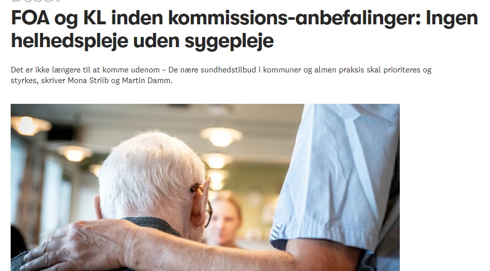 StriibMona's tweet photo. Det er helt afgørende, at når politikerne bruger udtrykket "helhedspleje", så omfatter det alle plejeopgaver omkring borgeren – også sygeplejen. 
Det vil sige ingen helhedspleje uden sygepleje, skriver jeg  og @martinldamm.
#kompoldk #sundpol #dkpol #arbejde https://t.co/FCy8jWJWe0