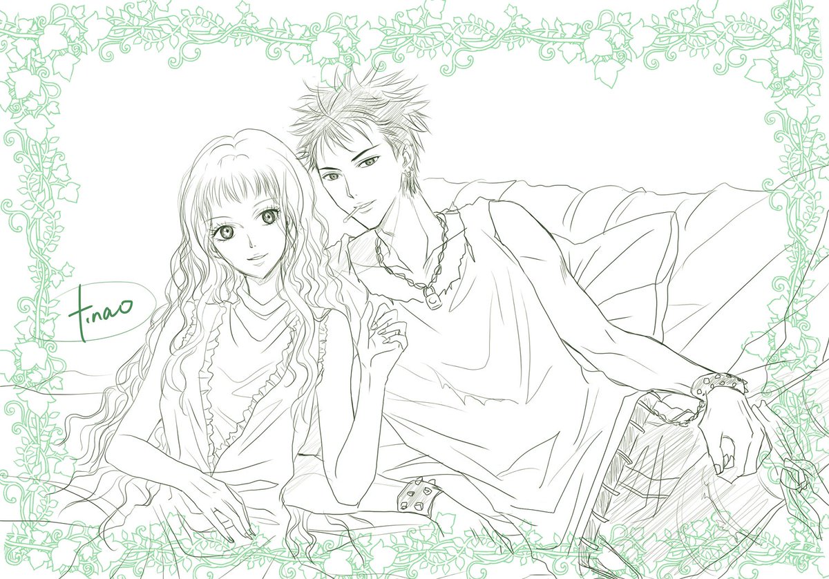 あとレンとレイラも描いてみました。私がNANAで好きなキャラはこの二人