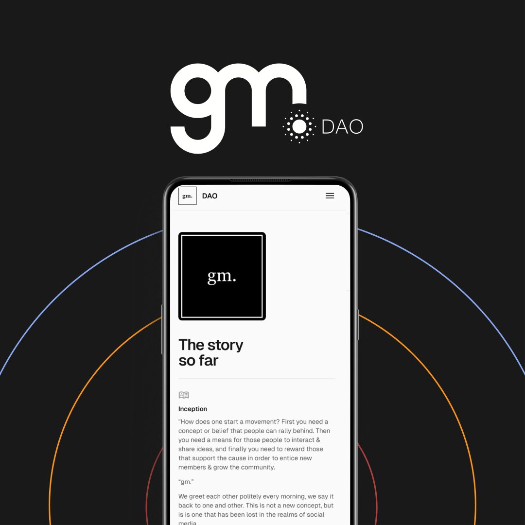 𝔤𝔪.𝔯𝔢𝔟𝔯𝔞𝔫𝔡 𝔦𝔰 𝔠𝔬𝔪𝔭𝔩𝔢𝔱𝔢𝔡

Our new DAO site is live, featuring a fresh gm. branding that truly reflects our community's spirit.

Forward thinking.
Collaborative.
Dynamic.
Diverse.

A big shoutout to all who contributed to this.

Explore the new space ↓