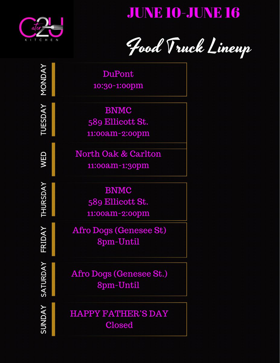 Cater2ukitchen1's tweet photo. Weekly Schedule 🩷🖤 https://t.co/shsSOCM5PK