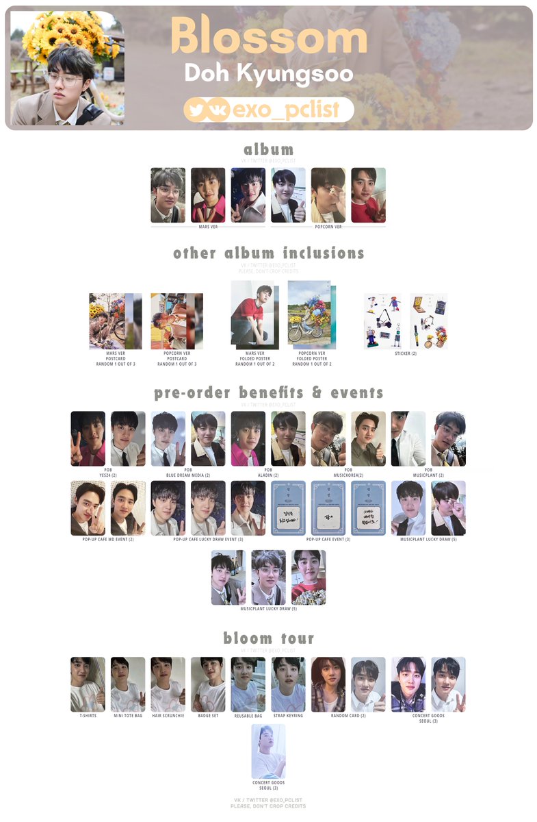 KYUNGSOO (D.O.) BLOSOOM PHOTOCARDS LIST / TEMPLATE VER 6 Full size