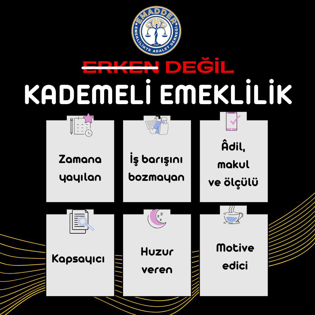 <a href="/memetsimsek/">Mehmet Simsek</a> Adaletin ve çalışma barışının sağlanması için en kısa sürede kademeli emeklilik sistemini getirmenizi bekliyoruz.
<a href="/memetsimsek/">Mehmet Simsek</a>
<a href="/isikhanvedat/">Prof. Dr. Vedat Işıkhan</a>
<a href="/_cevdetyilmaz/">Cevdet Yılmaz</a>
<a href="/AhmetAYDIN_02/">Ahmet AYDIN</a>
#KademeliEmeklilikAnayasalHak