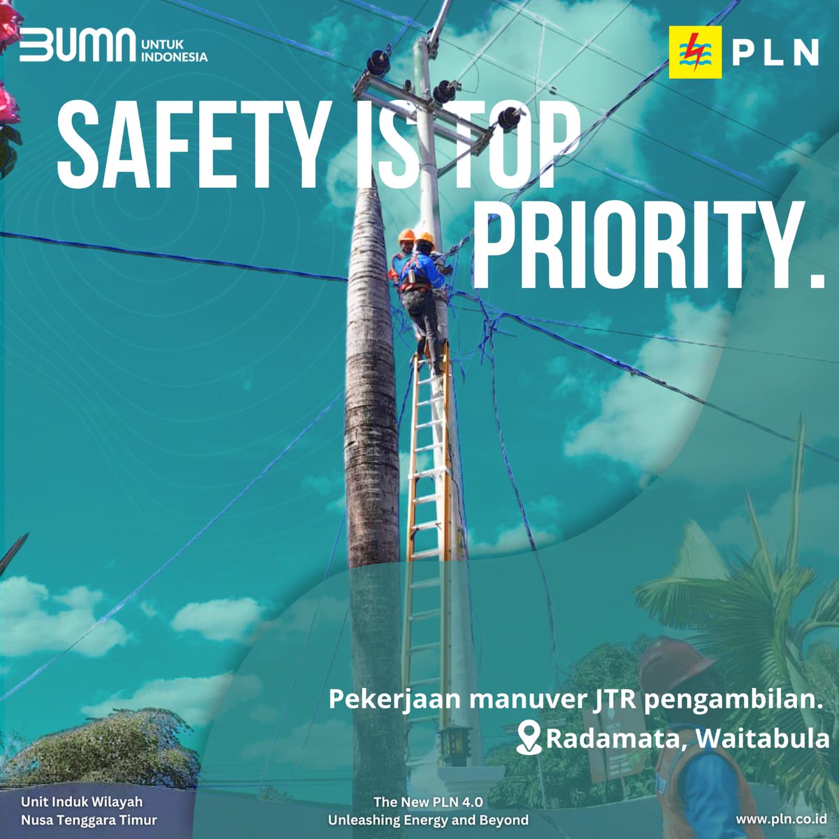 pln_ntt's tweet image. Hai Electrizen,

#UP3 Sumba
Pekerjaan manuver JTR pengambilan pada penyulang Radamata, Waitabula. Merupakan pekerjaan yang dilakukan rekan-rekan ULP Sumba Jaya dalam menjaga kestabilan kelistrikan di Kabupaten Sumba Barat Daya.