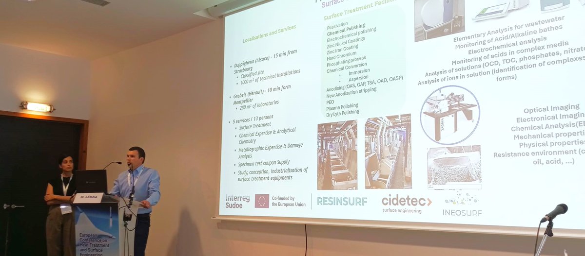 CIDETEC_'s tweet photo. 🟠Successful presentation of preliminary results from the #RESINSURF project at #ECHT2024 and #A3TS 2024, in Toulouse, by #CIDETEC and #INEOSURF. Thank you #ECHT for a great organization, and see you at @ECHT2025 !
Project co-financed by #Interreg #6Sudoe Program, #ERDF. https://t.co/WP4NwbiUtW