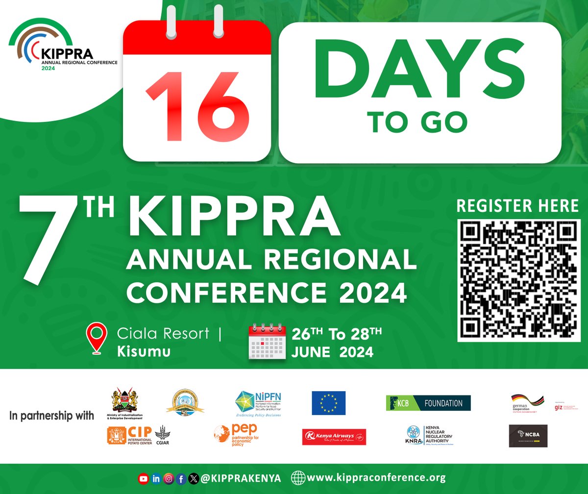 KIPPRA (@kipprakenya) on Twitter photo Have👉 registered for the 7th KIPPRA Annual Regional Conference to be part of the discussions on the future of industrialization in 🇰🇪?
Remember to use the Promo code: KIPPRA24 while booking your <a href="/KenyaAirways/">Kenya Airways</a> flights to Kisumu.
Scan the QR code for more.
#KIPPRAConference2024 Have👉 registered for the 7th KIPPRA Annual Regional Conference to be part of the discussions on the future of industrialization in 🇰🇪?
Remember to use the Promo code: KIPPRA24 while booking your <a href="/KenyaAirways/">Kenya Airways</a> flights to Kisumu.
Scan the QR code for more.
#KIPPRAConference2024