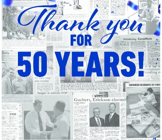 Happy 50th Anniversary FarmWeek! 🥳📰👏 

Make sure to grab the June 10 edition for a special section featuring throwback stories, fun facts and more to celebrate 50 years of FarmWeek!