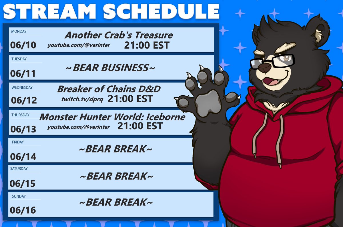 Verinter1's tweet photo. *ding ding ding*
Pardon the absence, but we're back to more regular bear content! Its a bit on the lighter side, but we'll still make the most outta our time.
#VerinterLive https://t.co/CnD7chwPed