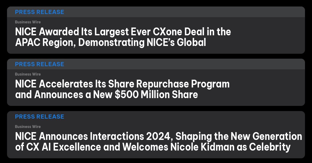 Largest ever international deal
Largest ever buyback program announced
Largest ever CX event - Interactions 2024
And its only Monday….💪🏼

<a href="/NICELtd/">NiCE</a> #nicei24