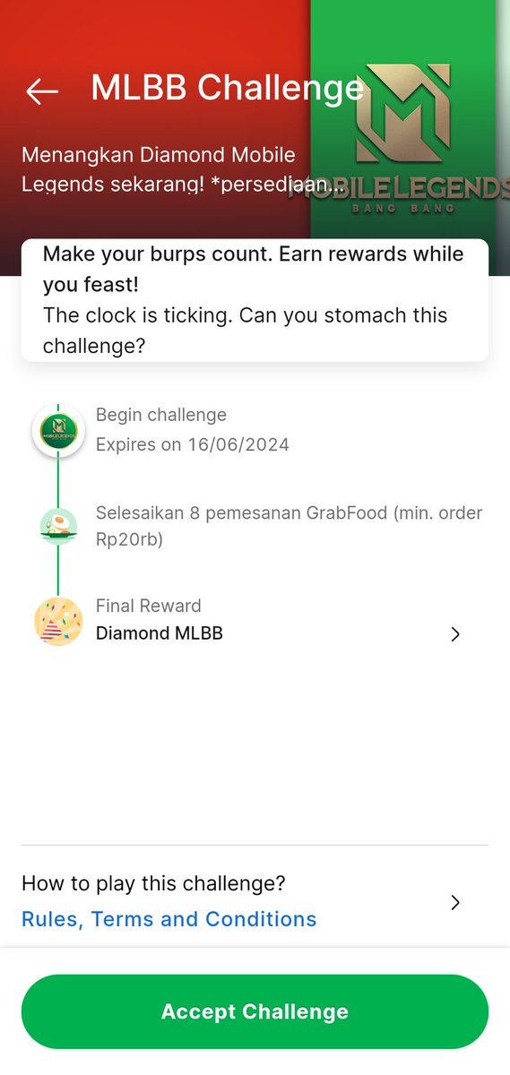 mlbbfess's tweet photo. Masih belom move on dari match final kemaren? ikutan MLBB challenge di Grab aja yuk! baru tau kl order GrabFood bisa dapetin DIAMOND gratis. Buruan sampai 16 juni guys! Ikutan aja disini https://t.co/1eaMR8hsgU
#MLBBChallenge #grabid https://t.co/vv9VsMgEYg