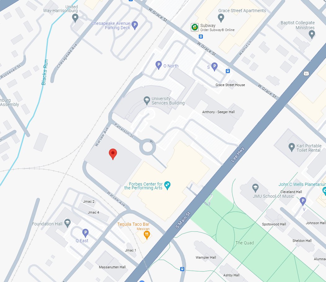 Parking Information for #VBK2024

Free parking is available in the Warsaw Parking Deck (157 Warsaw Ave) located directly behind the Forbes Center. Patrons may park in any available space.