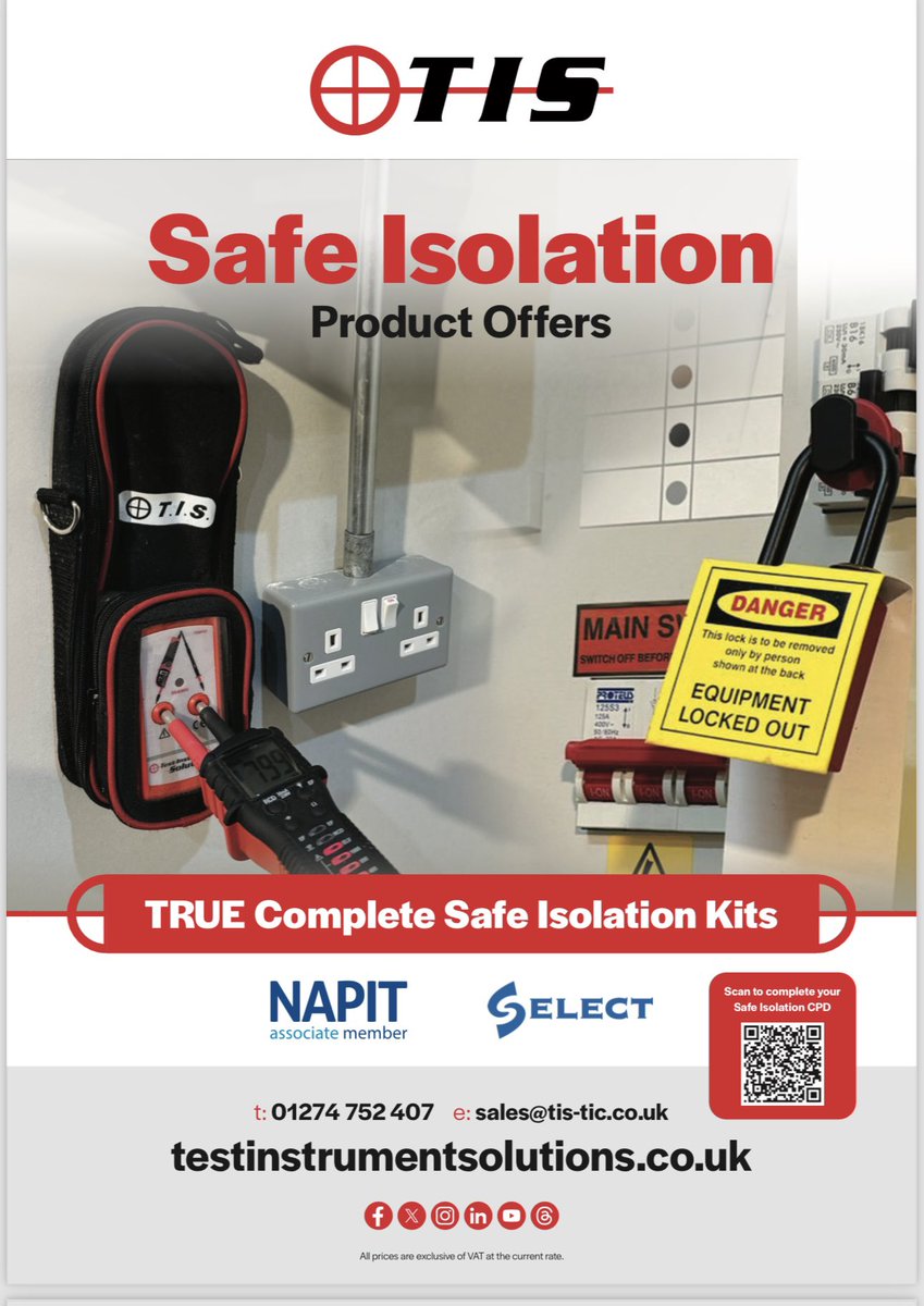 Testinstrument's tweet photo. Hot off the press 🚨

Our brand new Safe Isolation Brochure is out and available.

Complete with a QR Code which gives you 1 hours worth of CPD all about Safe Isolation 

#safe4life #lockoff #lockout #safetyfirst #apprentice #electrical #plumbing #sparky #electricalcontractor #electrician #electricalcontractors #electricalengineering #fm #testequipment #testers #provingdead