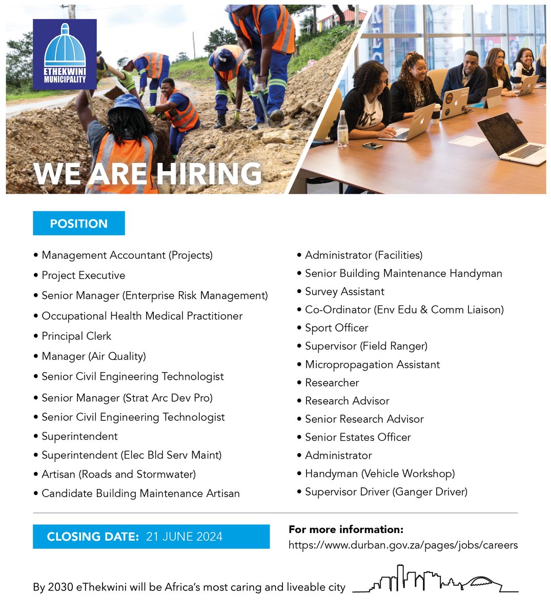 We are hiring!
#EThekwiniMunicipality