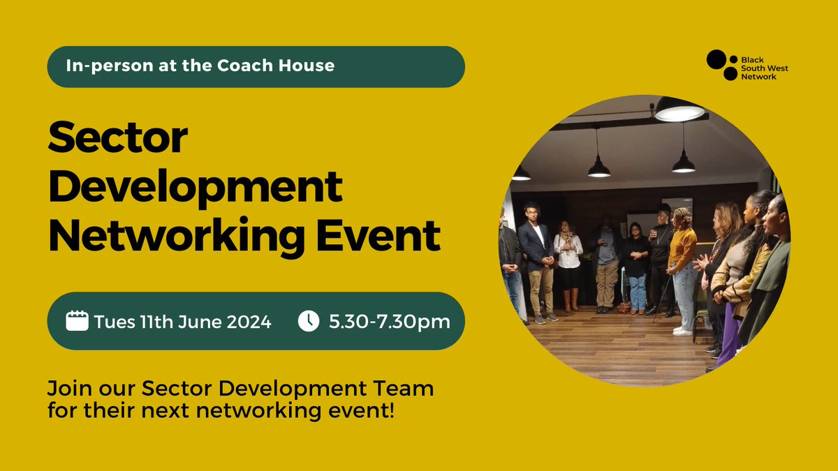 BlackSWNet's tweet photo. Join us for our next community networking event, connect with other local community organisations and introduce yourselves!
📆 Date: Tuesday 11th June
⏰ Time: 5:30-7:30pm
📍Venue: The Coach House
Interested? Register now ➡️ https://t.co/P72GPYH4kY
#CommunityNetworkingevent https://t.co/RPkb6HXgCs