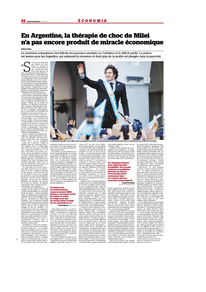 fabienpalem's tweet photo. Dans Le Figaro Économie du jour :

L'Argentine de Milei, encore loin du miracle économique

Version Web -> https://t.co/I5ssxi8iZs https://t.co/SKFaKCGo9w