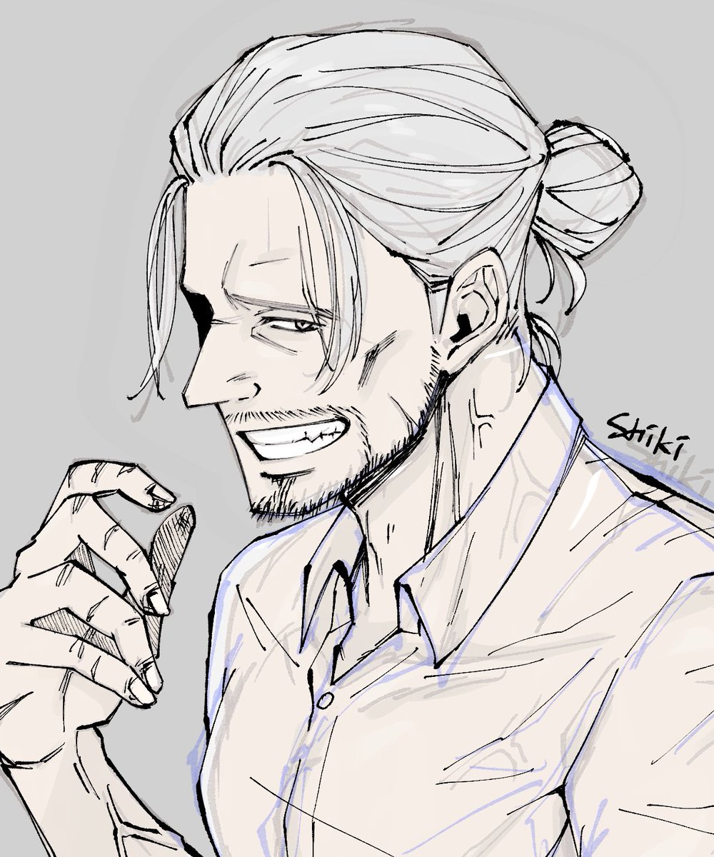 線画を描きたくなったので今日のオジサン線画描いた 