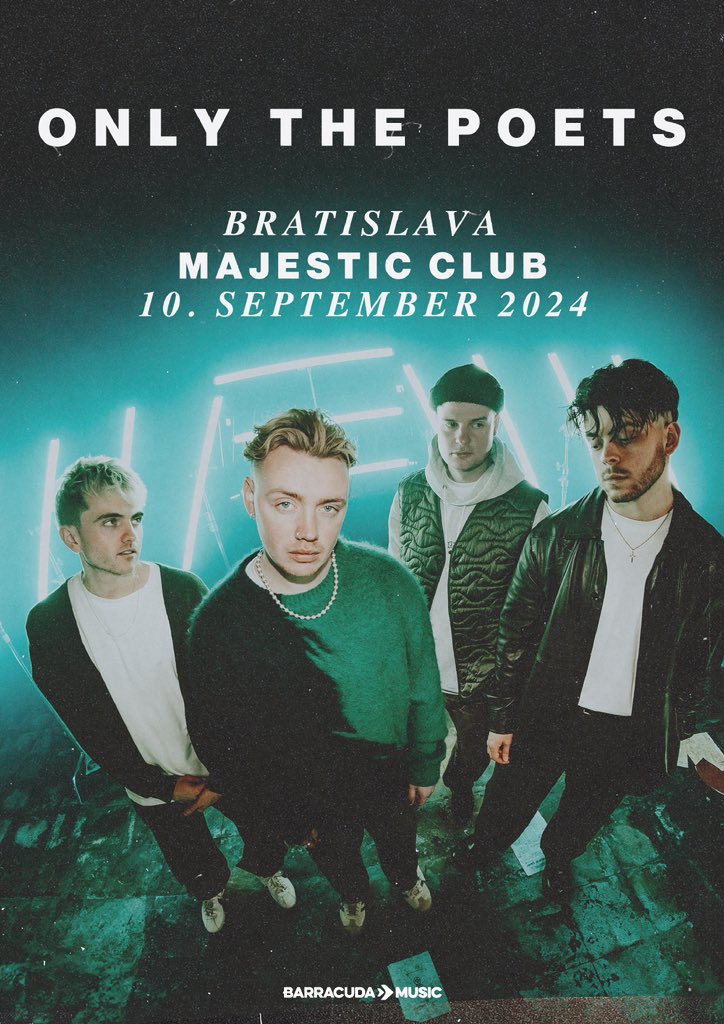 onlythepoetsuk's tweet photo. last show we are announcing for a while 

🇸🇰 Bratislava we play with Yungblud tonight and we’re bringing the One More Night tour for a show in September.

Tickets on sale tomorrow midday, register here:
https://t.co/ECSkU6nr1d https://t.co/h4W7EArrZB