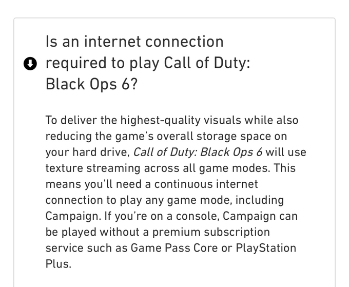 Black Ops 6 having no offline play and requiring texture streaming could be disastrous. What happens<a href="/tag/blackops6"class="tags"><span>#blackops6</span></a>