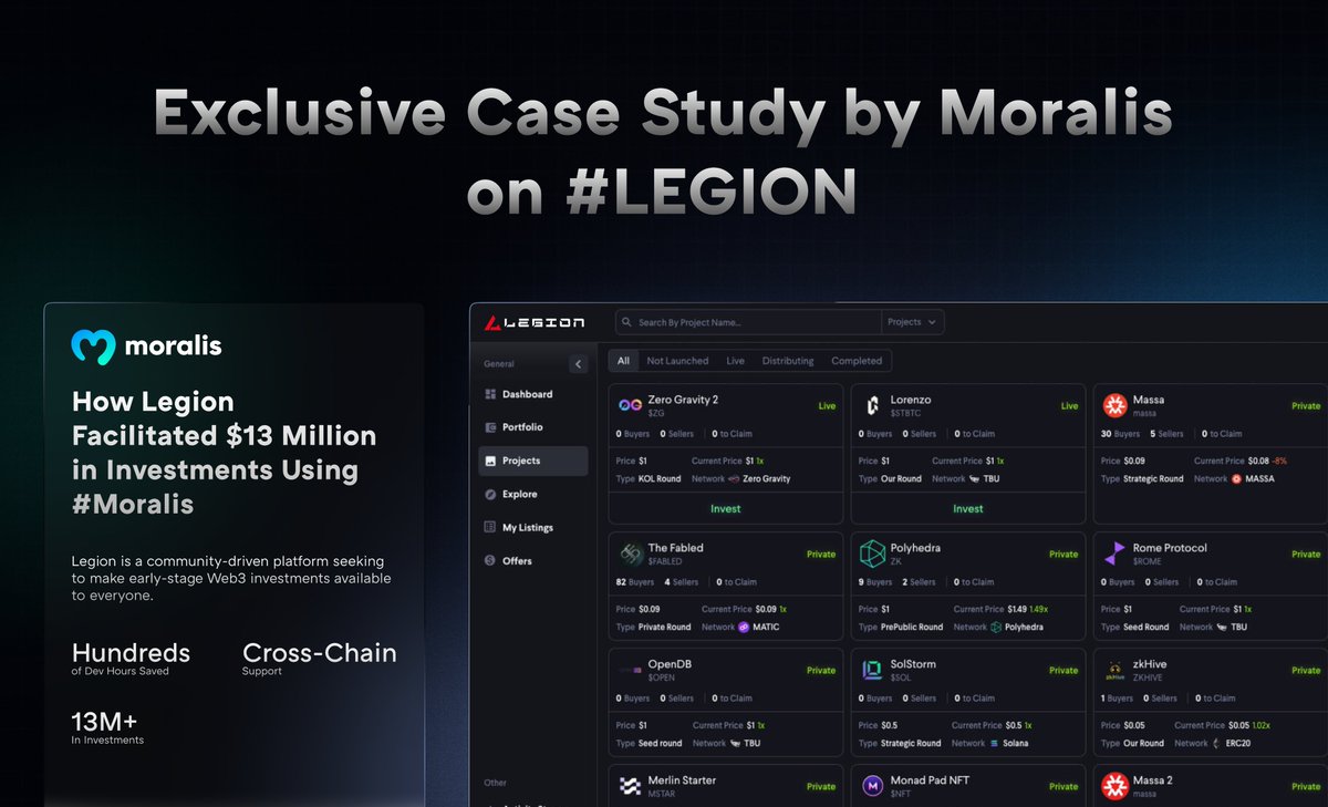 Levelling the playing field in the Web3 investment landscape takes drive, determination, and of course, tech.

Learn how Legion leveraged @MoralisWeb3 to build the world's first decentralized investment allocation OTC marketplace in their latest case study