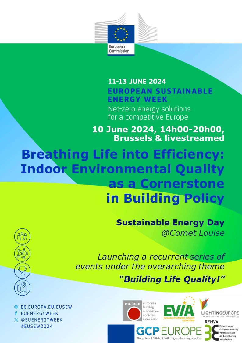📢 Our joint event on Indoor Environmental Quality (IEQ) just started. 

Together with <a href="/eubac/">eu.bac</a> , EVIA, GCPEUROPE, and <a href="/REHVAHVAC/">REHVA</a> , we will discuss the challenge of enhancing #IEQ as a cornerstone of EU building policy.
