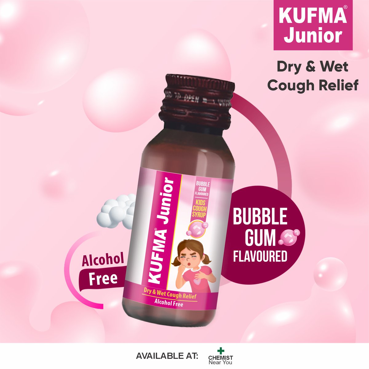 KufmaCough's tweet photo. Relieve your child's cough with Kufma Junior! 🌟👶 Our bubble gum flavored, alcohol-free syrup provides effective relief for both dry and wet coughs. Kids love the taste, parents love the results! 🍬💧

#KidsCoughRelief #BubbleGumFlavor #AlcoholFree #DryAndWetCough #KufmaJunior https://t.co/1x9awUq1wM