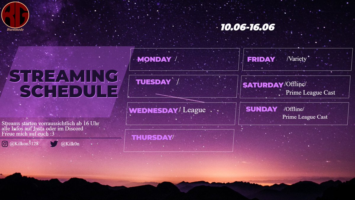 Kilkon3128's tweet photo. hey Guys,
wollte auch mal anfangen mit Plan zu streamen, daher hier der Streamplan für diese Woche :3
Würde mich freuen, wenn ihr vorbeischaut und ein bisschen Liebe da lassen würdet :3

https://t.co/bv50dzxdDN https://t.co/Mf9yYDmuYS