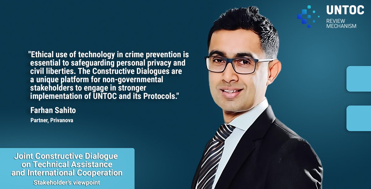 How to promote ethical standards in the use of new technologies to enhance international cooperation?

Farhan Sahito, Partner <a href="/Privanova_/">Privanova</a>, highlighted the role of #CD24 in encouraging non-govt. stakeholders to contribute with their views &amp; inputs ⤵️

#UNTOC_ReviewMechanism