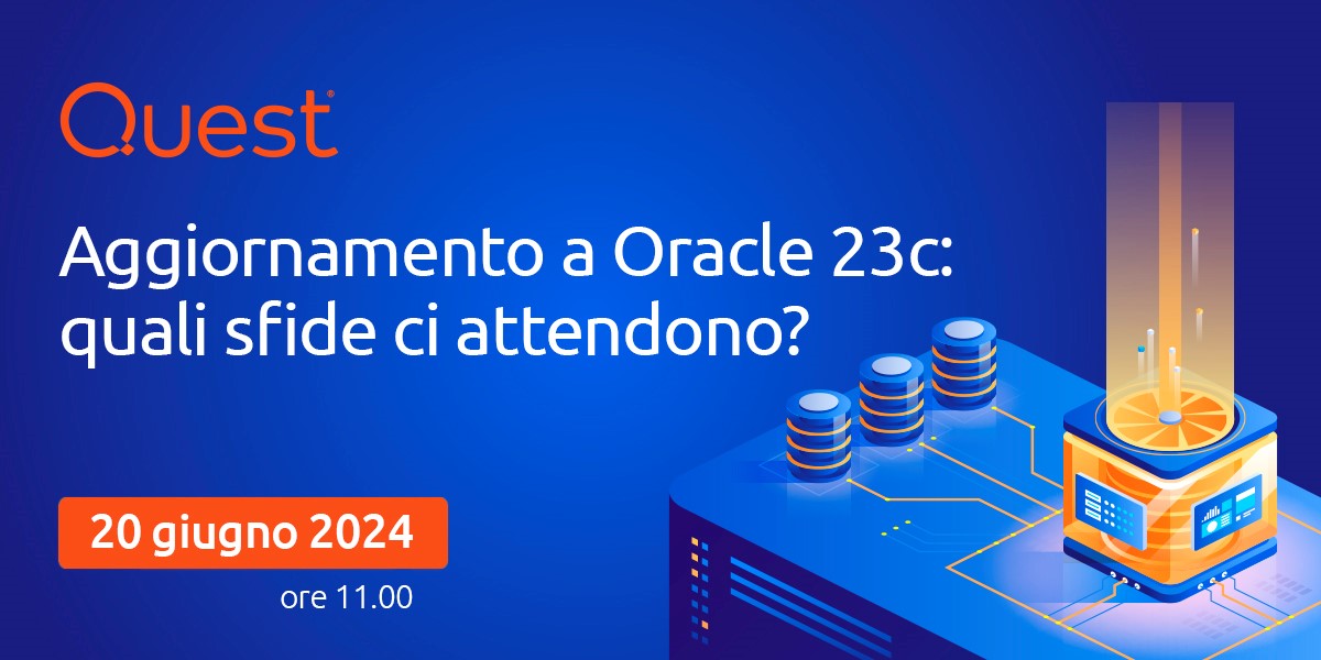 soiel_it's tweet image. ⚙️ Aggiornare tecnologie #database alla nuova versione #Oracle23c, senza inattività o perdita #dati, vincendo le sfide tecnologiche. 🏆
📌 #webinar in diretta con @Quest 📅 20 giugno 🕚 ore 11:00.
Unisciti alla discussione!
✏️ soiel.it/eventi/webinar…