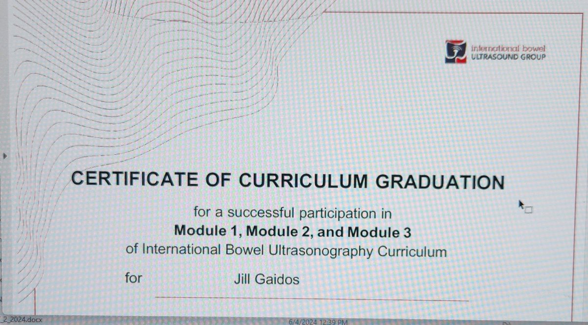 I was so happy to see this in my email inbasket! I have officially completed IUS training and am now fully certified. Looking forward to incorporating this into my IBD clinics at @YaleDigestive .
