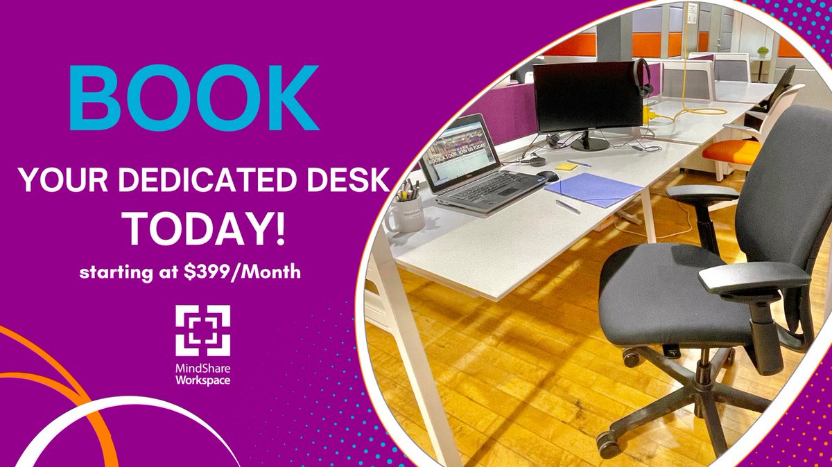 MindShareLearn's tweet image. Book your Dedicated Desk  TODAY! Available at @MindShareWork @eirnmillstown! Starting 399$/Month 🏢🪑✅#mindshareworkspace #rentdesk #desk #dedicateddesk #workplace #mississauge #erinmillsmall #smallbusiness #startup