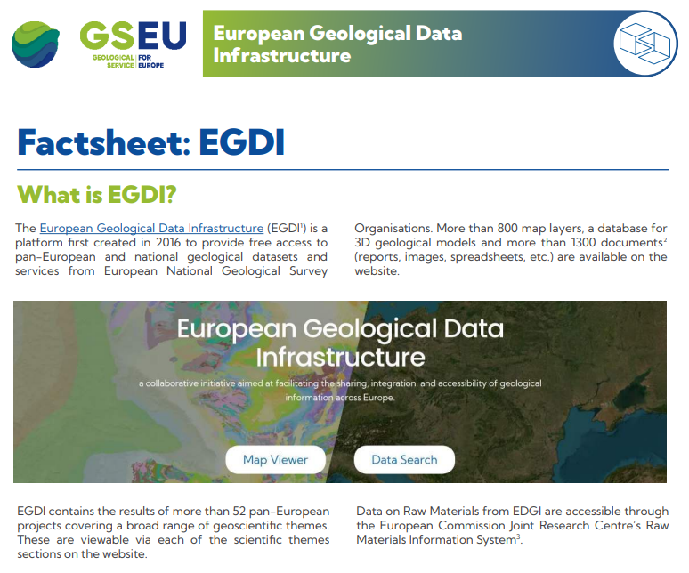 Have you heard about the EGDI project? 🤔 #EGDI offers free access to geological datasets from European National Geological Survey Organisations. 🌍📊Check out the new #EGS Factsheet bit.ly/3VdK4M6 and explore the updated website! 💻✨bit.ly/429MgWl