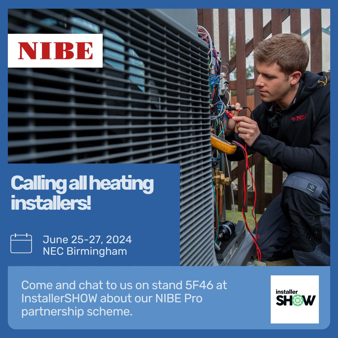 NIBEEnergy's tweet photo. Come and chat to us on stand 5F46 at InstallerSHOW about our NIBE Pro partnership scheme!
Register your place at the show - https://t.co/Rl0vqBHhog
#installers #nibepro #netzero #mcscertification #heatpumps #installershow #nibe
*Terms and conditions apply. https://t.co/07jE9eb4O8