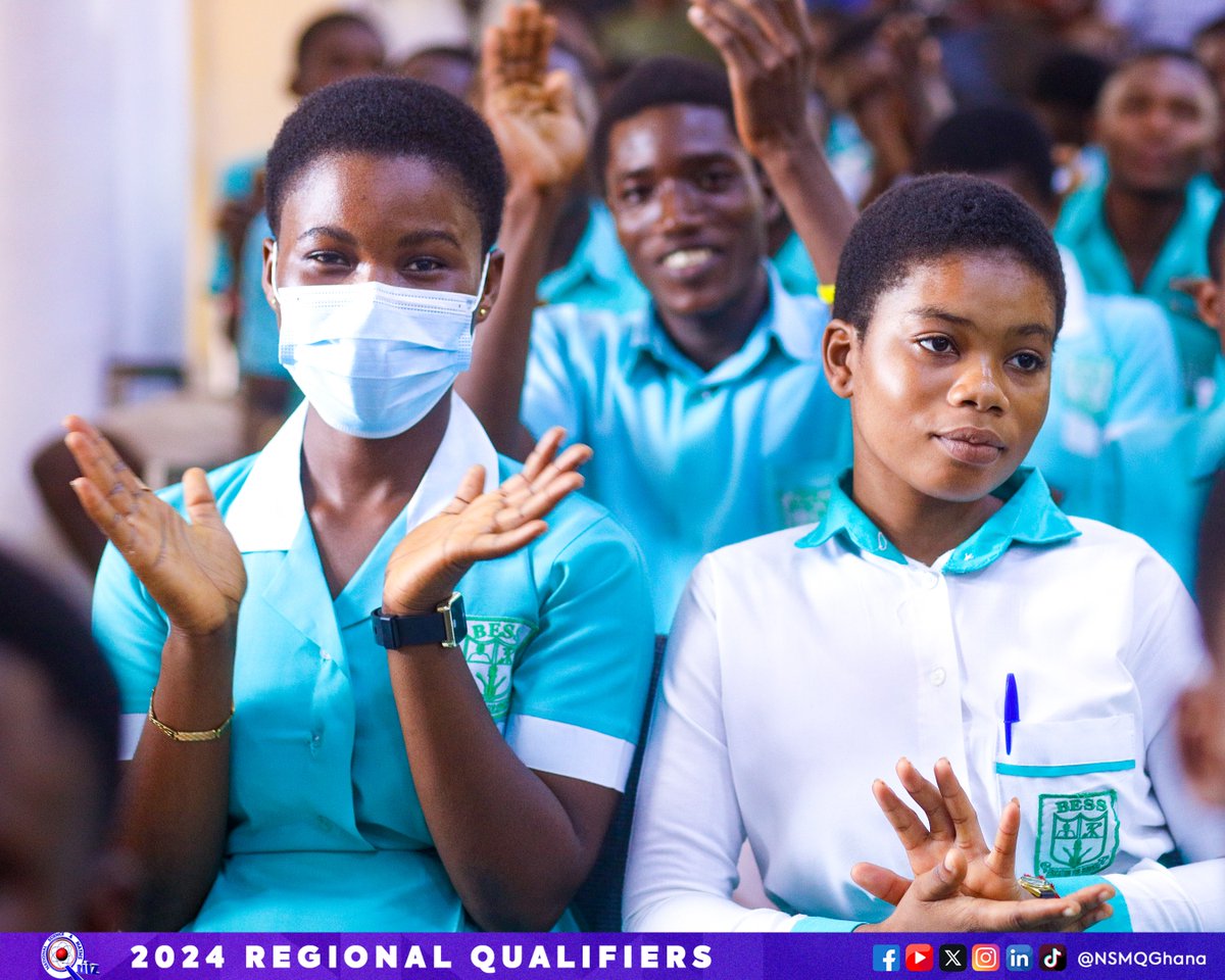NSMQGhana's tweet photo. BONO REGION:

End of Round 1

Berekum SHS: 18pts
Notre Dame Girls' SHS: 16pts
Nkoranman SHS: 16pts
Drobo SHS: 09pts

A very close contest this is. Let's see how things turn out in the Speed Race🏃🏿🏃🏿

#NSMQRegionals #NSMQ2024 #Primetime https://t.co/dxZFpef1si