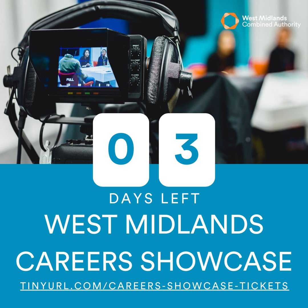 Tick-tock, the clock is ticking!⏰​

Get ready for the West Midlands Careers Showcase in just 3  days.📅​

Register now and connect with industry experts!🎟️​

🔗tinyurl.com/Careers-Showca…​

#CreativeCareersWMCA