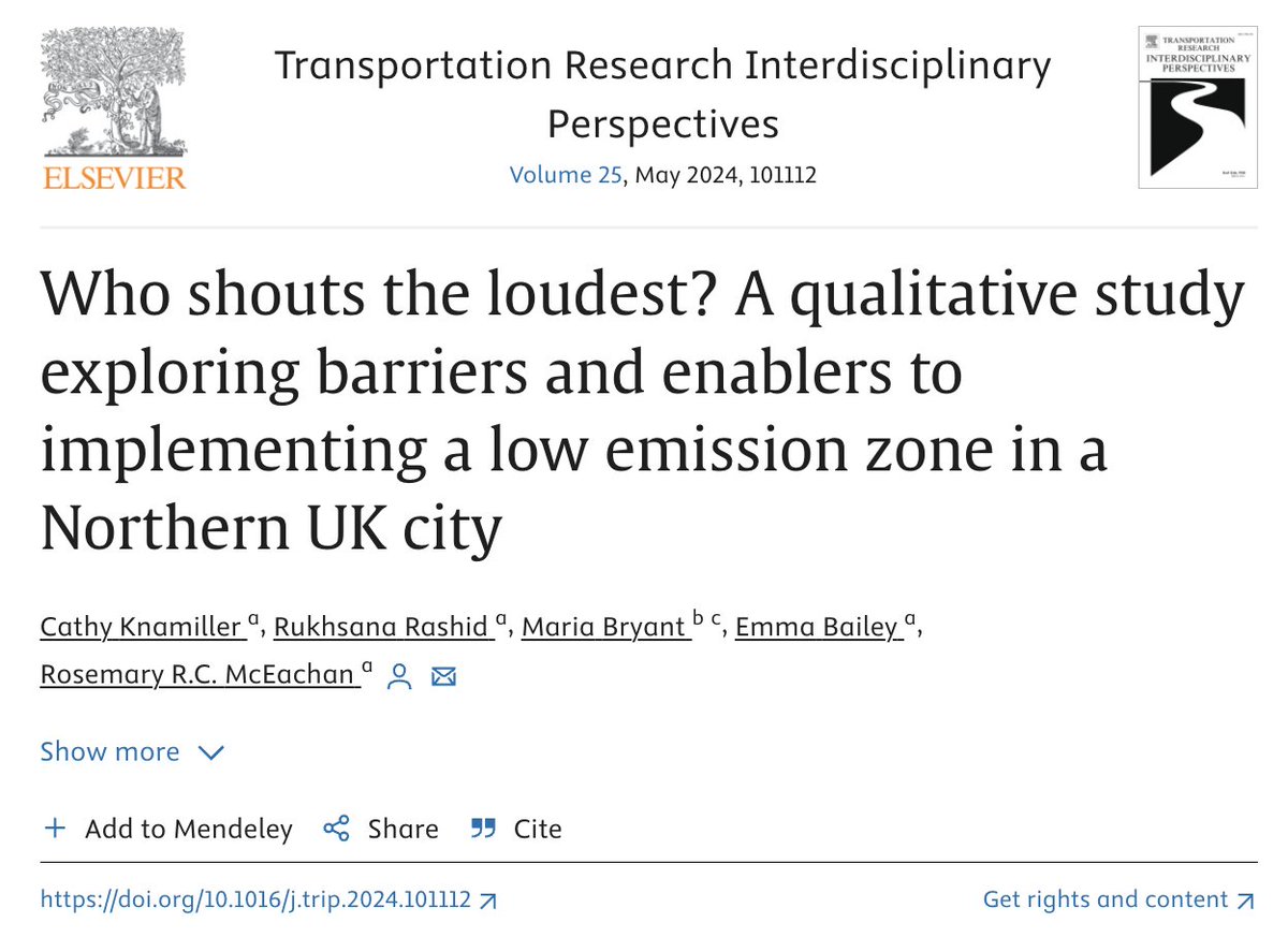 Findings from this new study of UK low-emission zones also apply to NYC congestion pricing:

"Voices which ‘shout the loudest’ are often those with negative views, and these can create divisive discourse which ... damage confidence of implementers."

doi.org/10.1016/j.trip…