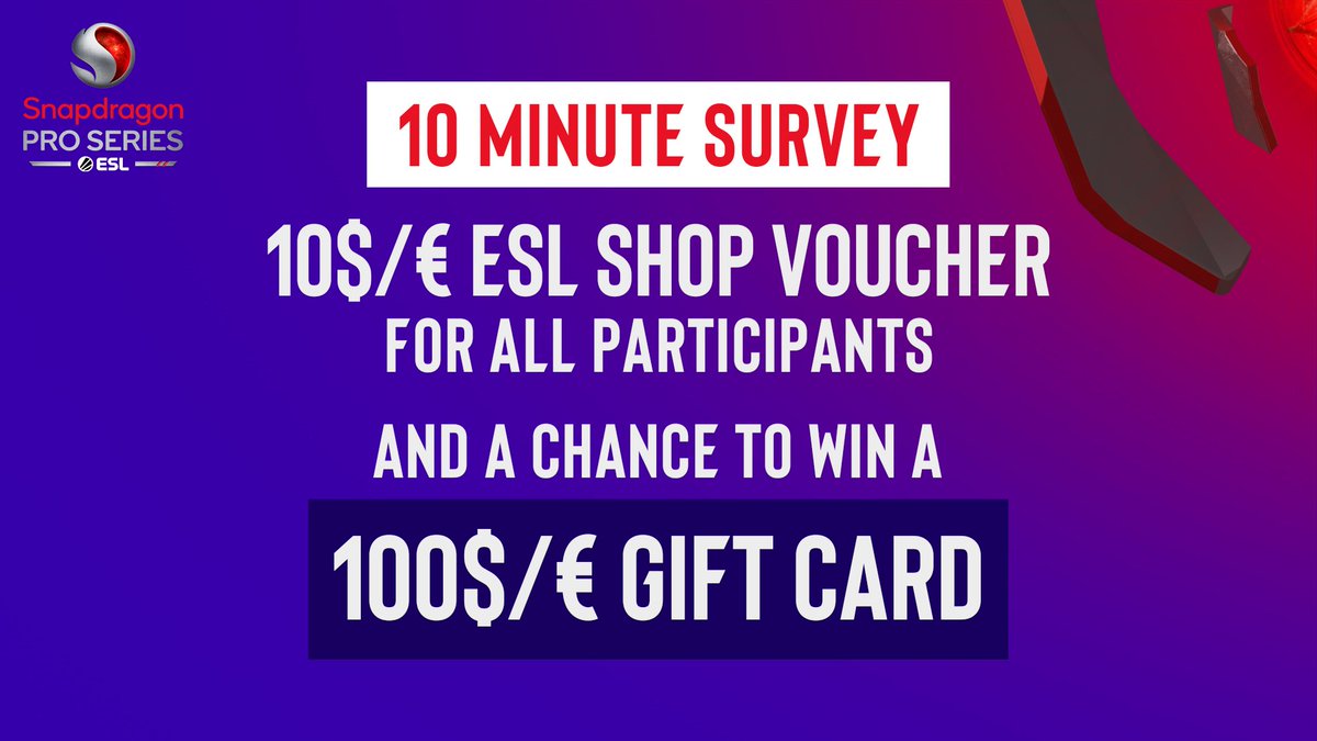 ESLMobile's tweet photo. Help us improve by taking this survey and win up to 100$/€ in voucher to the @ESLShop!

Want to win? 👉 https://t.co/anjLFSBJe9 https://t.co/zWgewM3jxU