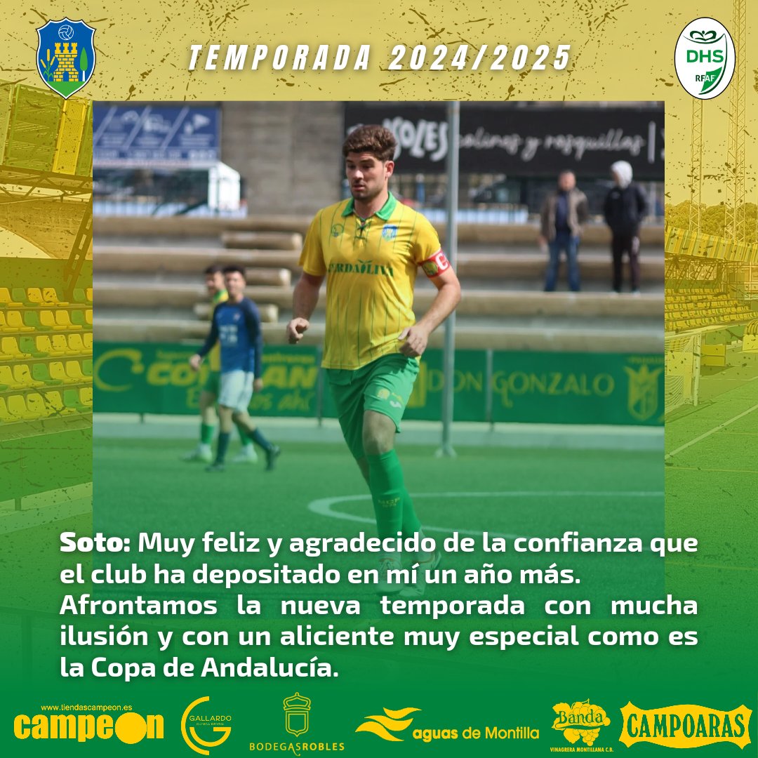 6️⃣ <a href="/SotoO_10/">Manuel Soto</a> 💛💚

🗣️ "Muy feliz y agradecido de la confianza que el club ha depositado en mí un año más. Afrontamos la nueva temporada con mucha ilusión y con un aliciente muy especial como es la Copa de Andalucía."

#Montilla #MCF #MontillaCF #futbol