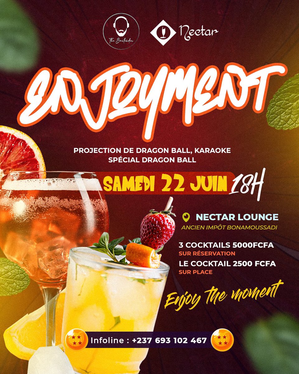 the_bartender22's tweet photo. WE’RE BACK 😇
Retrouvons nous samedi le 22 juin pour un moment de détente en bonne compagnie et dans une ambiance bon enfant avec Dragon Ball🔥
#TheBartender
#Enjoyment https://t.co/H5MuThVc5J