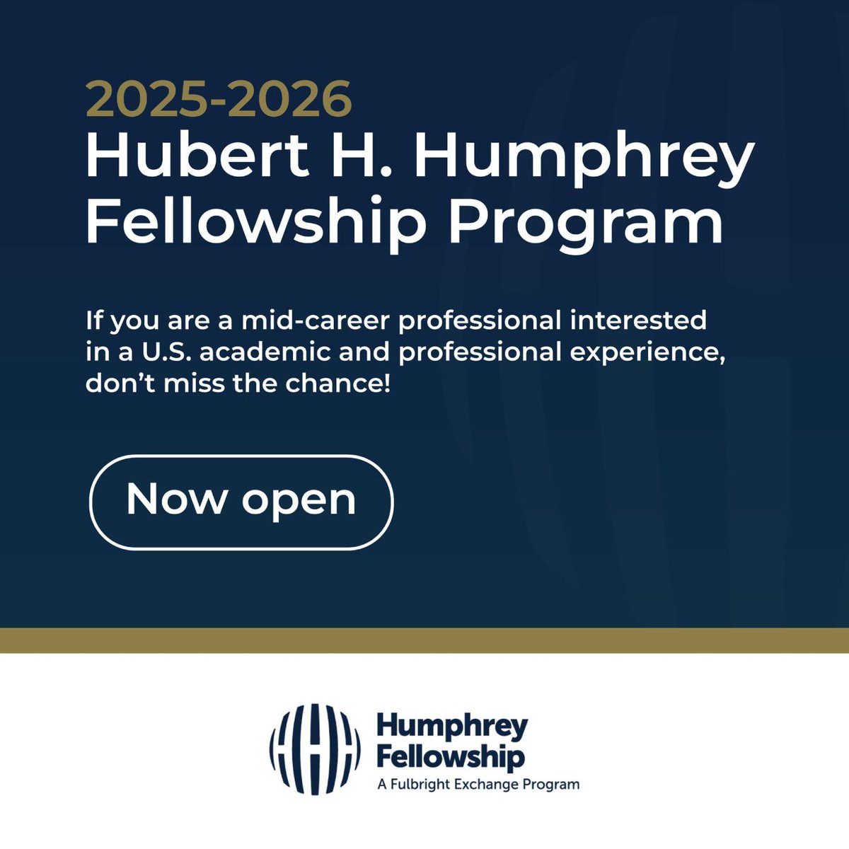 🎉 Good News! Don't miss the chance to apply for the 2025-2026 Hubert H. Humphrey Fellowship! This prestigious program cultivates leadership among mid-career professionals committed to addressing global challenges. 

Eligibility:
• An undergraduate (first university or