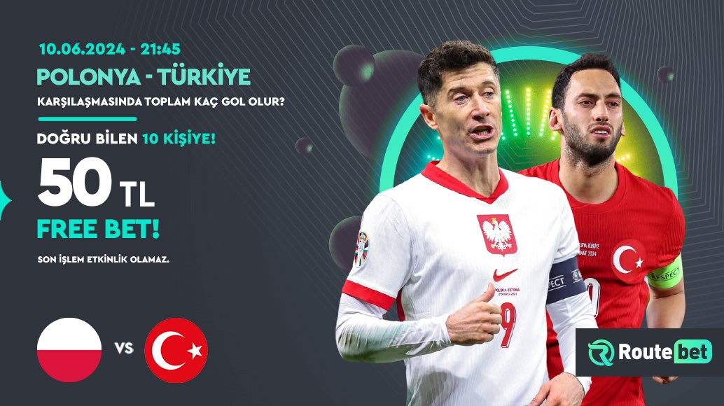 🎁 Routebet’te Etkinlik Vakti

⚽️ Polonya - Türkiye karşılaşmasında toplam kaç gol olur? 

➡️Kullanıcı adı ve tahminini yaz
➡️3 Arkadaşını etiketle
➡️Gönderiye rt ve beğeni yap

🎁50₺ Free bet kazanma şansı yakala

📲bit.ly/routegiris